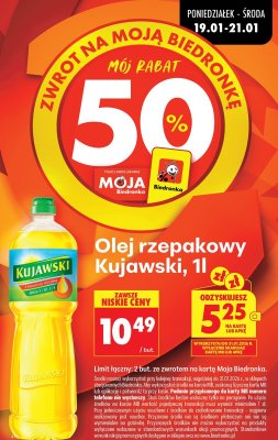 Olej rzepakowy Kujawski 1l promocja w Biedronka