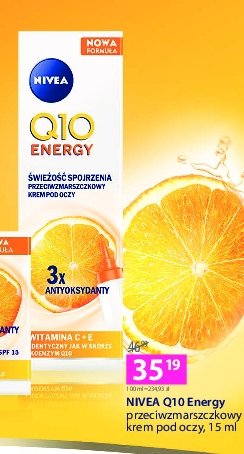 Świeżość spojrzenia przeciwzmarszczkowy krem pod oczy witamina c+e Nivea q10 promocja w Intermarche