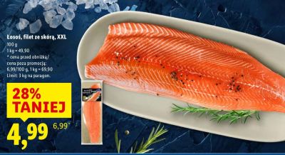Łosoś, filet ze skórą XXL promocja w Lidl