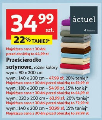 Prześcieradło satynowe 220x200 cm Actuel promocja w Auchan