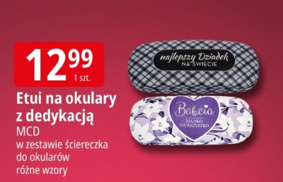 Etui na okulary z dedykacją MCD w zestawie ściereczka do okularów różne wzory promocja w Leclerc