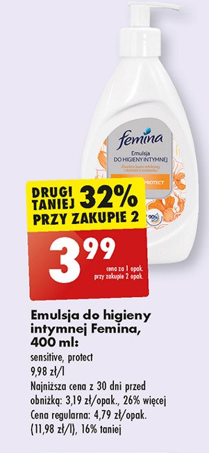 Emulsja do higieny intymnej protect pompka Femina intimea promocja w Biedronka