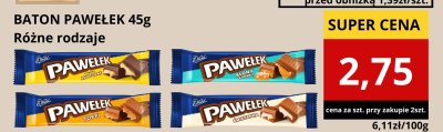 Baton Pawełek różne rodzaje 45g promocja w Supeco