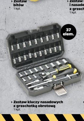 Zestaw kluczy nasadowych z grzechotką obrotową 37 elem. promocja w Netto