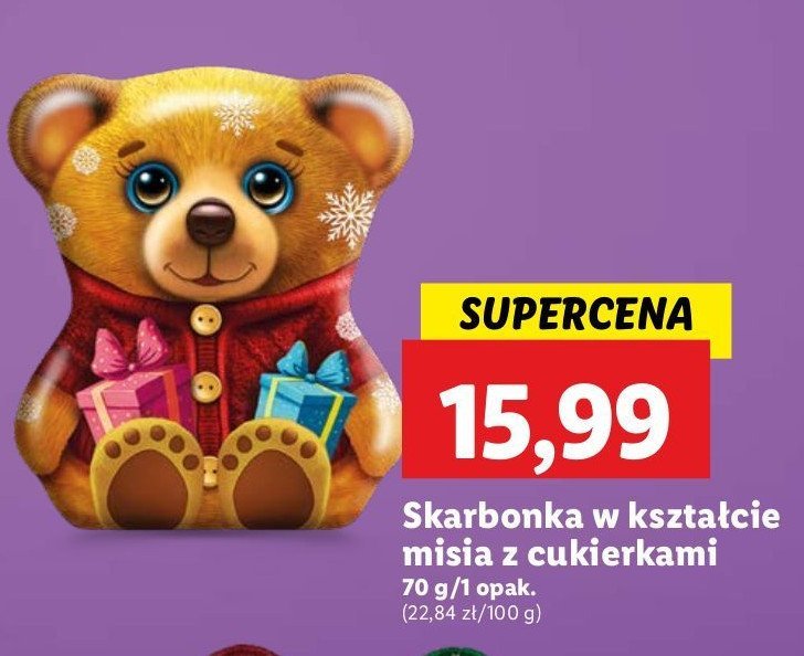 Skarbonka miś z cukierkami promocja