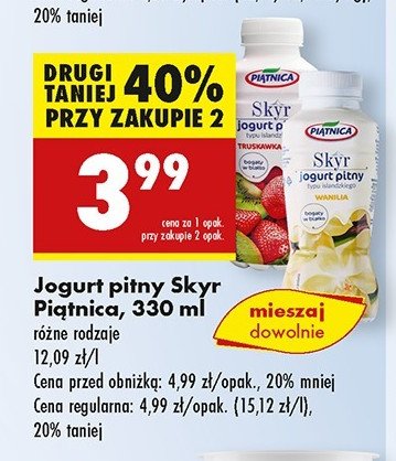 Jogurt pitny truskawka i kiwi Pi膮tnica skyr promocja