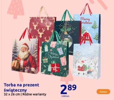 Torba na prezent świąteczny 32 x 26 cm Różne warianty promocja w Action