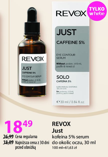 Serum kwas hialuronowy 5% REVOX JUST promocja w Hebe