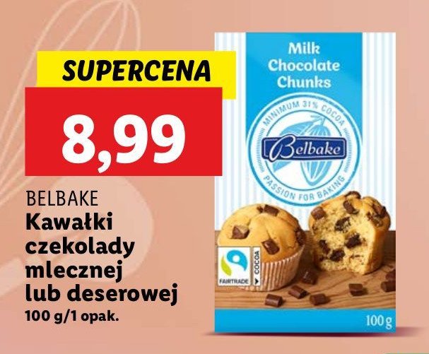 Kawałki czekolady mlecznej Belbake promocja