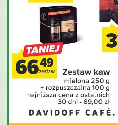 Kawa mielona 250 g + kawa rozpuszczalna 100 g Davidoff cafe fine aroma promocja
