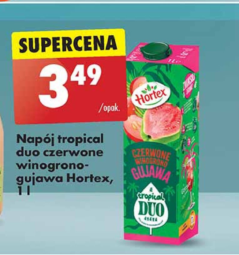 Napój czerwone winogrono-gujawa Hortex promocja w Biedronka