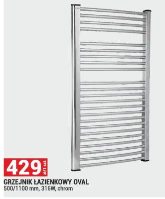 Grzejnik łazienkowy OVAL 500/1100 mm, 316W, chrom promocja w Merkury Market