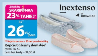Kapcie baleriny damskie Inextenso rozmiar 36-41 promocja w Auchan