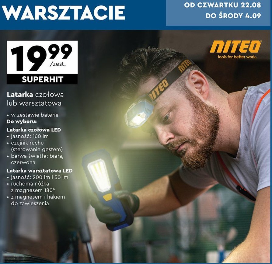 Latarka czołowa Niteo tools promocja