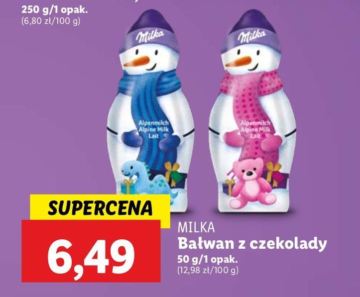 Figurka czekoladowa bałwan Milka promocja