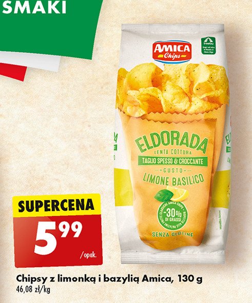 Chipsy eldorada z bazyli膮 i limonk膮 AMICA CHIPS promocja