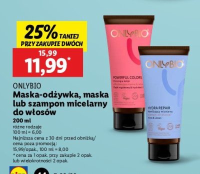 Maska-od偶ywka hydra repair do w艂os贸w suchych i zniszczonych Only bio Onlybio promocja