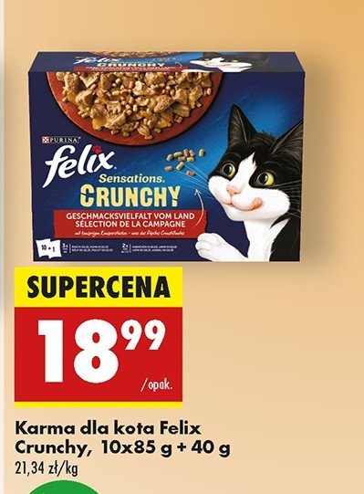 Karma dla kota wybór dań mięsnych PURINA FELIX SENSATIONS CRUNCHY promocja