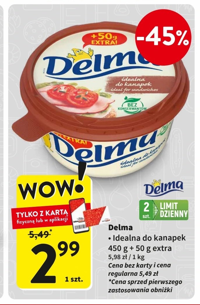 Margaryna Delma do kanapek promocja w Intermarche