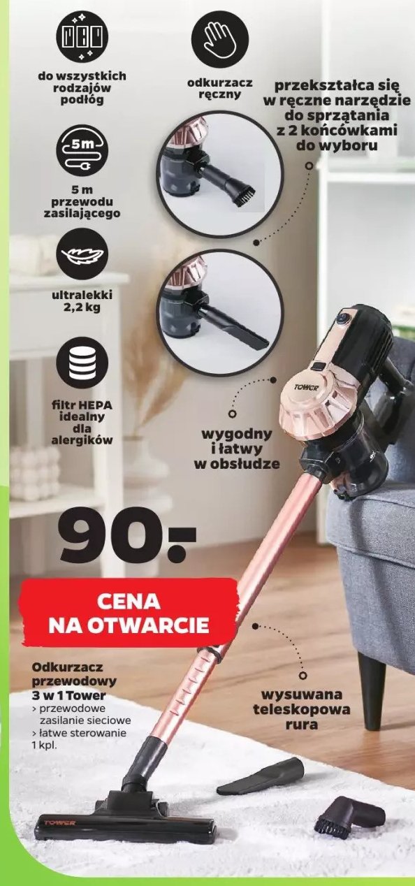 Odkurzacz bezprzewodowy 3w1 600 w Tower promocja