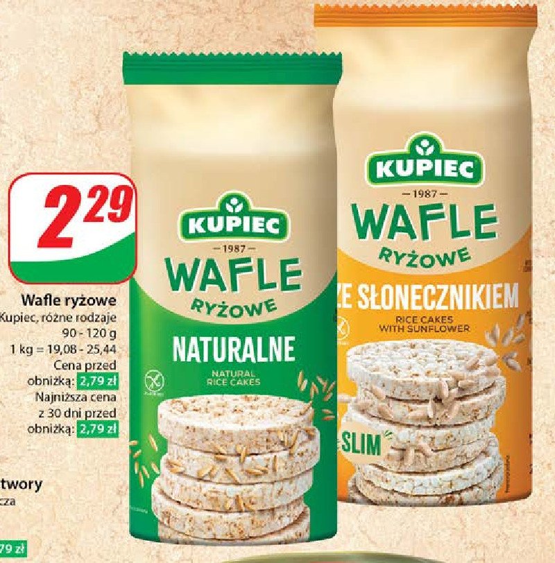 Wafle ryżowe ze słonecznikiem Kupiec promocja w Dino