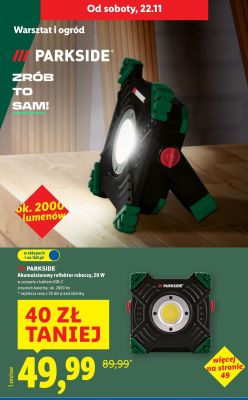 Akumulatorowy reflektor roboczy 20 W PARKSIDE promocja w Lidl
