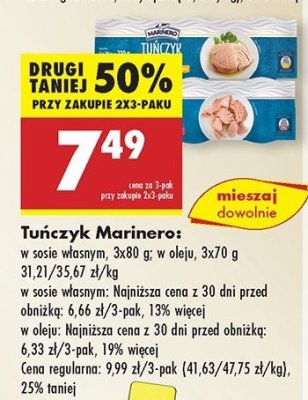 Tuńczyk jednolity w sosie własnym Marinero promocja