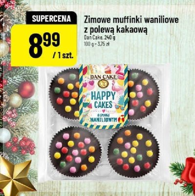 Zimowe muffinki waniliowe z polewą kakaową Dan Cake promocja w POLOmarket