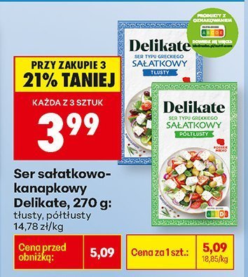 Ser sałatkowo-kanapkowy 270 g tłusty promocja w Biedronka