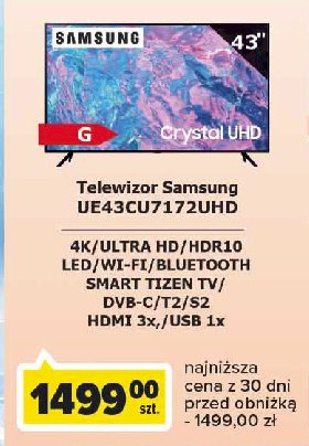 Telewizor 43" 43tu7172uxxh crystal 4k uhd Samsung promocja