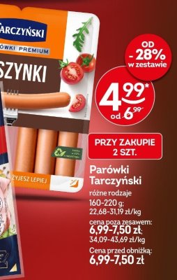 Parówki Tarczyński różne rodzaje 160-220 g promocja w Żabka