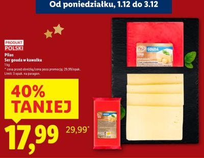 Ser gouda Pilos w kawałku promocja w Lidl