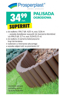 Palisada ogrodowa 4,05 m br膮z Prosperplast promocja