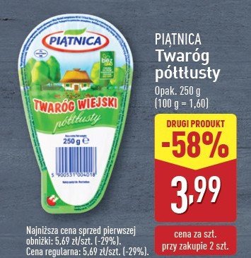 Twaróg półtłusty klinek Piątnica promocja