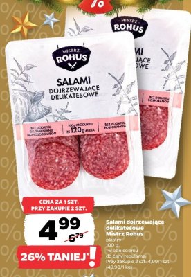 Salami dojrzewające delikatesowe Mistrz Rohus plastry promocja w Netto
