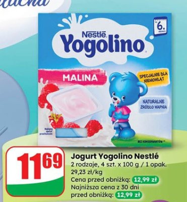 Jogurt Yogolino malina 4-pak promocja w Dino