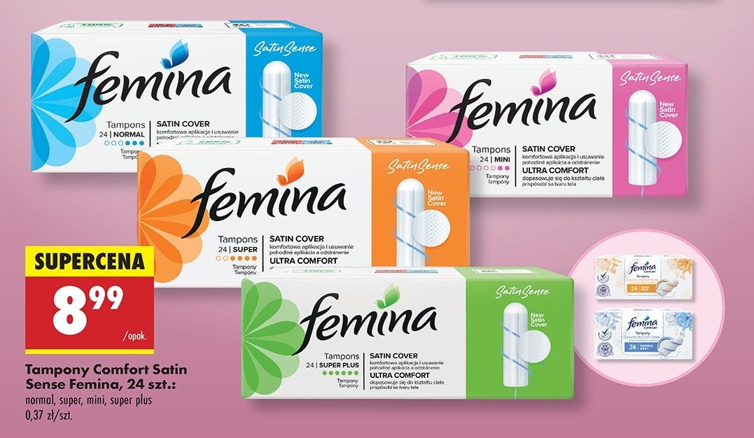 Tampony super Femina comfort promocja w Biedronka