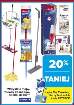 Wszystkie mopy, wkłady do mopów, ścierki, gąbki promocja w Carrefour