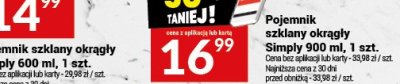 Pojemnik szklany okrągły Simply 900 ml promocja w Twój Market