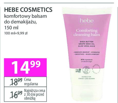 Aksaminty balsam do demakijażu Hebe cosmetics promocja