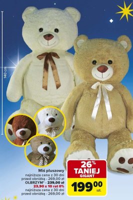 Miś pluszowy GIGANT wys. 140 cm promocja w Carrefour