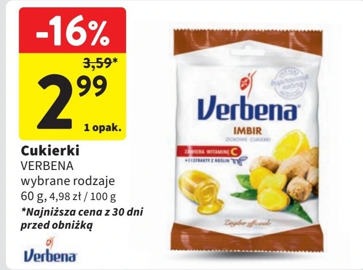 Cukierki imbir Verbena promocja w Intermarche