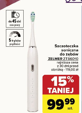 Szczoteczka soniczna ztb6010 Zelmer promocja w Carrefour