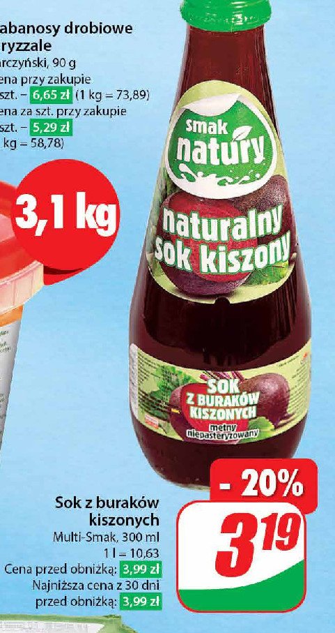 Sok naturalny 100 % z buraków kiszonych Smak natury promocja