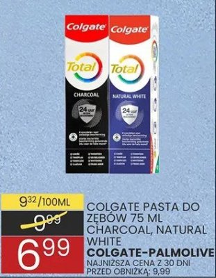 Pasta do zębów Colgate 75 ml Charcoal, Natural White lub Colgate-Palmolive Total promocja w Wafelek