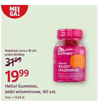 Żelki witaminowe na zdrowe włosy i paznokcie Hello! gummies promocja w Rossmann