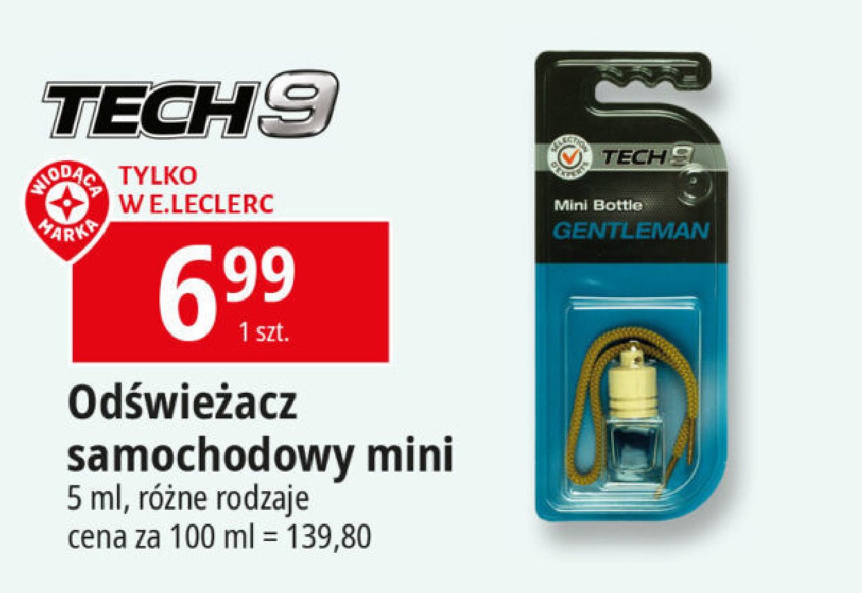 Odświeżacz samochodowy mini bottle gentleman Tech9 promocja w Leclerc