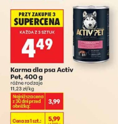 Karma dla psa Activ Pet, 400 g promocja w Biedronka