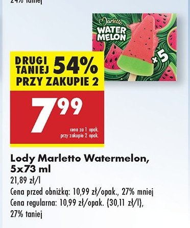 Lody watermelon Marletto promocja w Biedronka