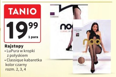 Rajstopy LuPura w kropki z połyskiem lub Classique kabaretka, kolor czarny rozm. 2, 3, 4 promocja w Intermarche